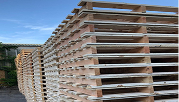 Stacked two way entry wooden pallets supplied to Gloucester